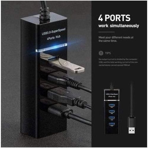 HUB Usb 3.0 HUB 4 Port For Laptop/PC .The USB hub supports multiple systems such as for MacBook Air,Laptop,iMac,PC,USB Flash Drives,Hard Drive 【Protect External Devices】