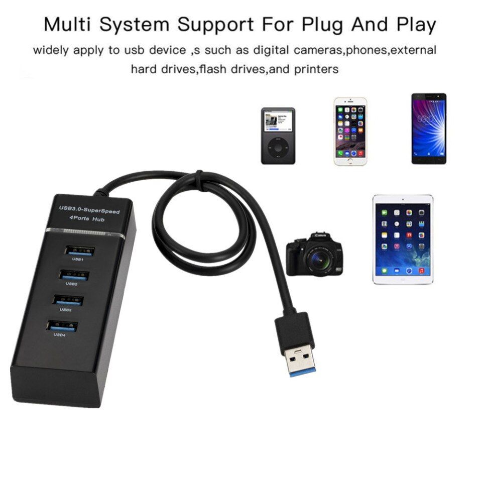 HUB Usb 3.0 HUB 4 Port For Laptop/PC .The USB hub supports multiple systems such as for MacBook Air,Laptop,iMac,PC,USB Flash Drives,Hard Drive 【Protect External Devices】