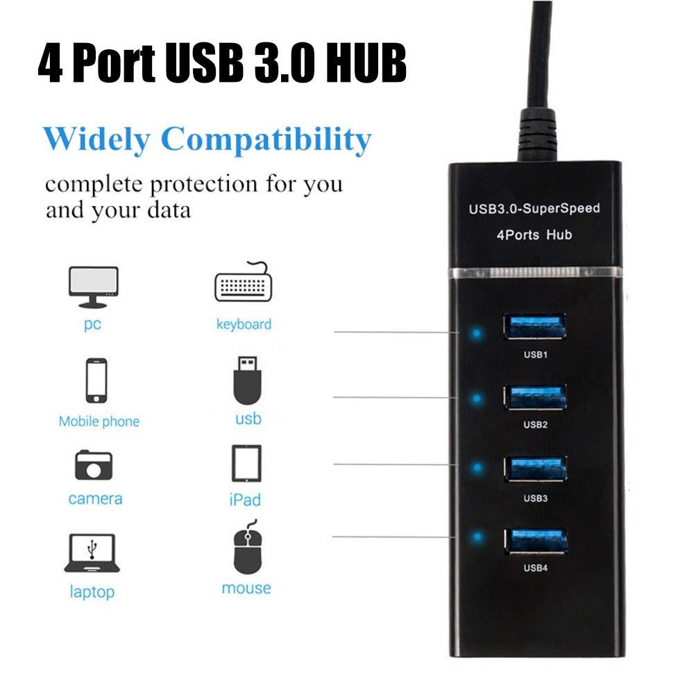 HUB Usb 3.0 HUB 4 Port For Laptop/PC .The USB hub supports multiple systems such as for MacBook Air,Laptop,iMac,PC,USB Flash Drives,Hard Drive 【Protect External Devices】