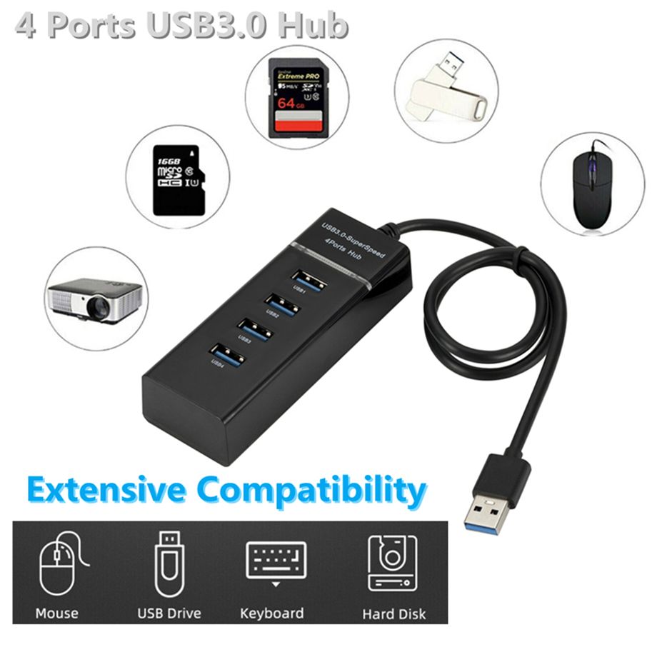 HUB Usb 3.0 HUB 4 Port For Laptop/PC .The USB hub supports multiple systems such as for MacBook Air,Laptop,iMac,PC,USB Flash Drives,Hard Drive 【Protect External Devices】