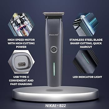 Nikai NK-822 Rechargeable 3-in-1 Hair Clipper & Shaver – Black the high-precision steel blades deliver a snag-free trim, while the powerful rechargeable battery ensures consistent performance.