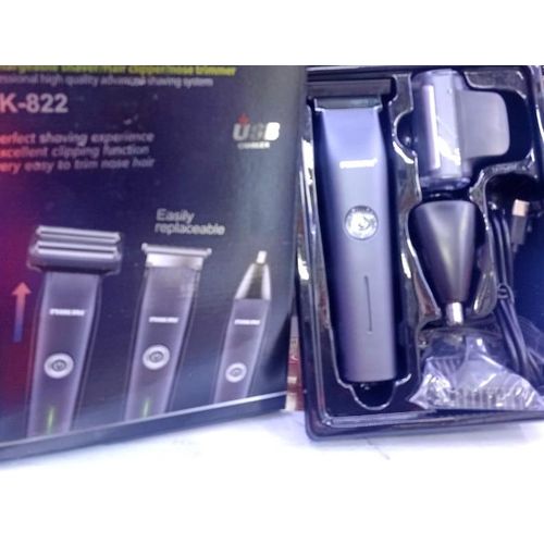 Nikai NK-822 Rechargeable 3-in-1 Hair Clipper & Shaver – Black the high-precision steel blades deliver a snag-free trim, while the powerful rechargeable battery ensures consistent performance.