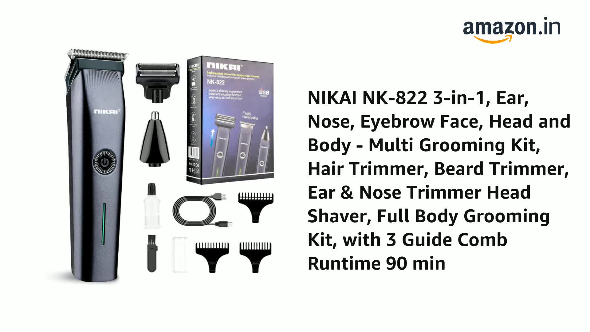 Nikai NK-822 Rechargeable 3-in-1 Hair Clipper & Shaver – Black the high-precision steel blades deliver a snag-free trim, while the powerful rechargeable battery ensures consistent performance.
