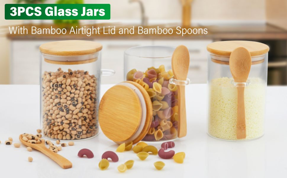 12pcs Round Glass Spice Jar Set with Bamboo Lid 200ml Airtight Containers for Kitchen Storage Seasoning Herbs and Spices jars are perfect for storing a wide range of spices, herbs, seasonings.
