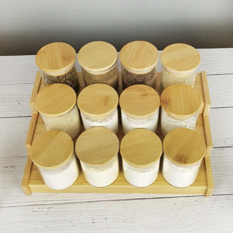 12pcs Round Glass Spice Jar Set with Bamboo Lid 200ml Airtight Containers for Kitchen Storage Seasoning Herbs and Spices jars are perfect for storing a wide range of spices, herbs, seasonings.