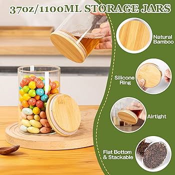 12pcs Round Glass Spice Jar Set with Bamboo Lid 200ml Airtight Containers for Kitchen Storage Seasoning Herbs and Spices jars are perfect for storing a wide range of spices, herbs, seasonings.
