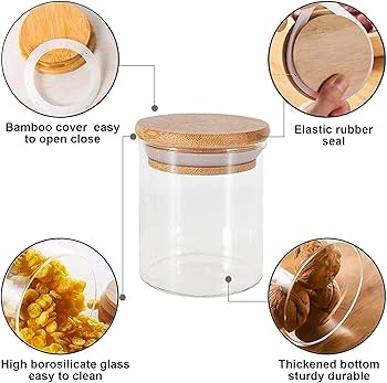 12pcs Round Glass Spice Jar Set with Bamboo Lid 200ml Airtight Containers for Kitchen Storage Seasoning Herbs and Spices jars are perfect for storing a wide range of spices, herbs, seasonings.