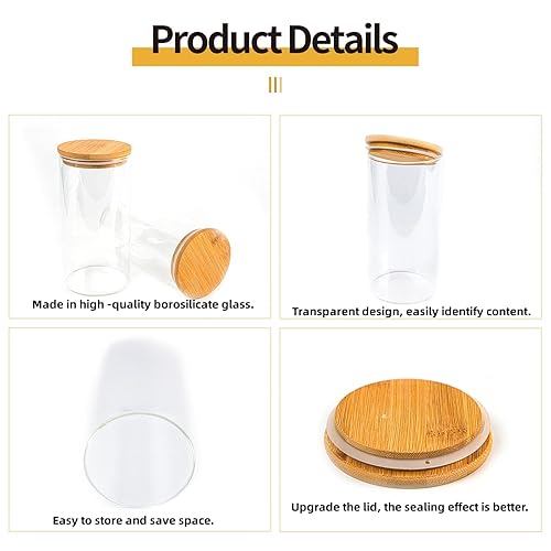 12pcs Round Glass Spice Jar Set with Bamboo Lid 200ml Airtight Containers for Kitchen Storage Seasoning Herbs and Spices jars are perfect for storing a wide range of spices, herbs, seasonings.