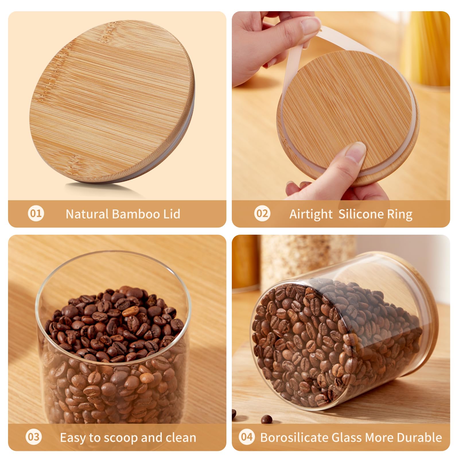 12pcs Round Glass Spice Jar Set with Bamboo Lid 200ml Airtight Containers for Kitchen Storage Seasoning Herbs and Spices jars are perfect for storing a wide range of spices, herbs, seasonings.