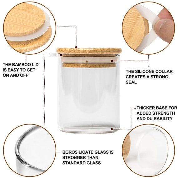 12pcs Round Glass Spice Jar Set with Bamboo Lid 200ml Airtight Containers for Kitchen Storage Seasoning Herbs and Spices jars are perfect for storing a wide range of spices, herbs, seasonings.