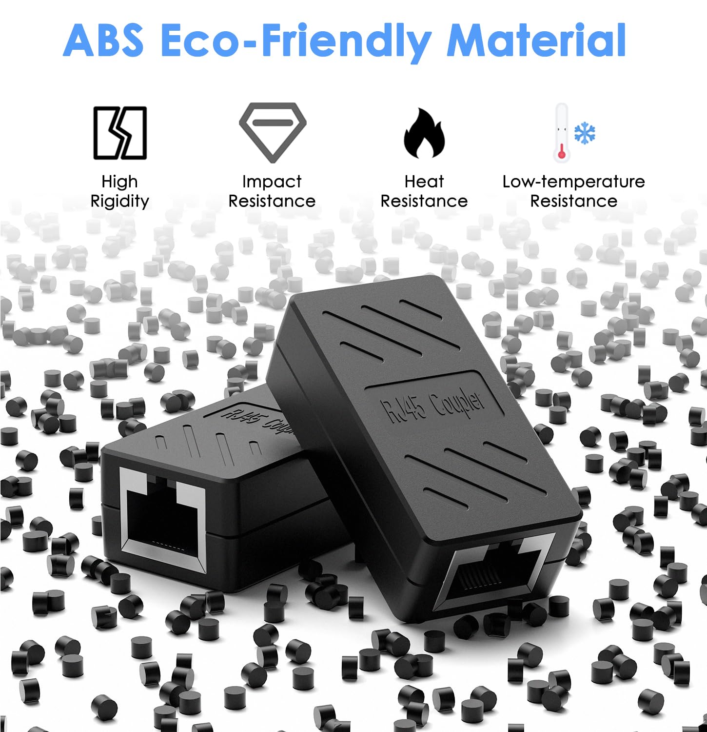 RJ45 Ethernet Cable Connector are metallic shielded to prevent electrical interference. 8P8C female to female Ethernet coupler work perfectly