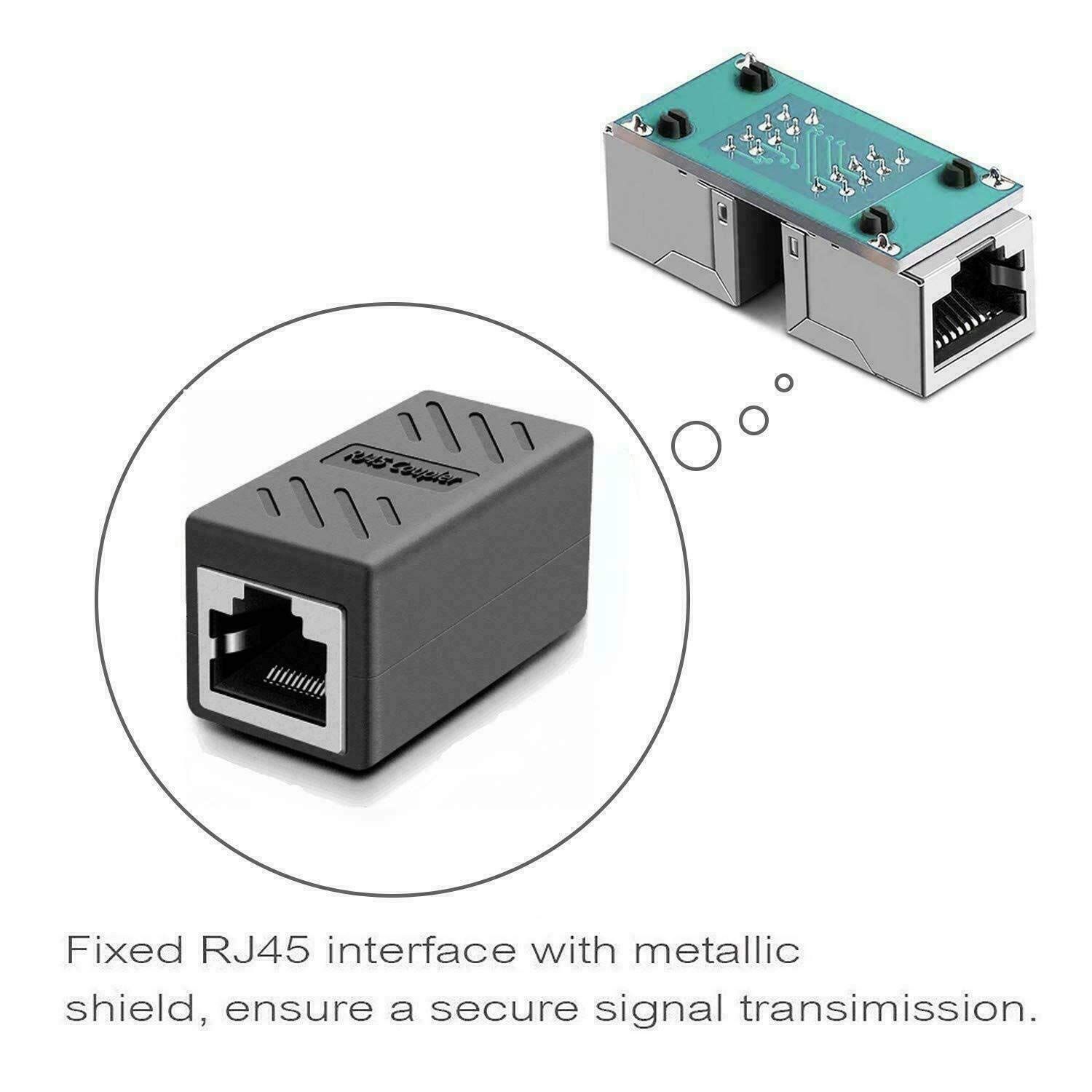 RJ45 Ethernet Cable Connector are metallic shielded to prevent electrical interference. 8P8C female to female Ethernet coupler work perfectly