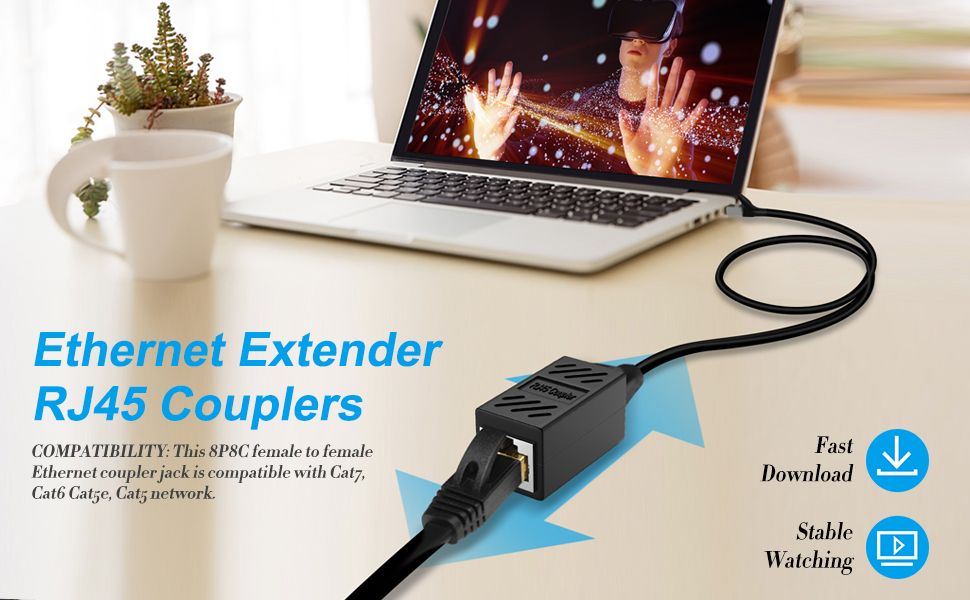 RJ45 Ethernet Cable Connector are metallic shielded to prevent electrical interference. 8P8C female to female Ethernet coupler work perfectly
