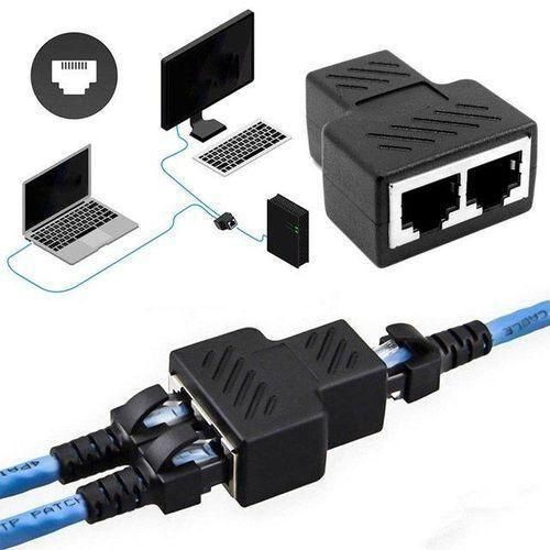 Practical Rj45 Splitter Adapter Port Cat5/6 Lan Ethernet Cable High Performance 1 To 2 Ways Dual Female Switching Onleny to allow two devices to surf the Internet simultaneously.