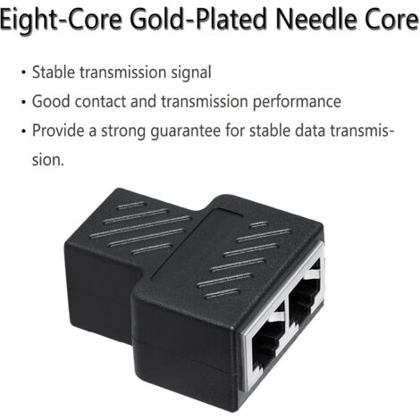 Practical Rj45 Splitter Adapter Port Cat5/6 Lan Ethernet Cable High Performance 1 To 2 Ways Dual Female Switching Onleny to allow two devices to surf the Internet simultaneously.