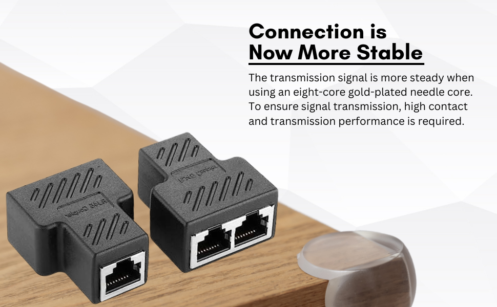 Practical Rj45 Splitter Adapter Port Cat5/6 Lan Ethernet Cable High Performance 1 To 2 Ways Dual Female Switching Onleny to allow two devices to surf the Internet simultaneously.