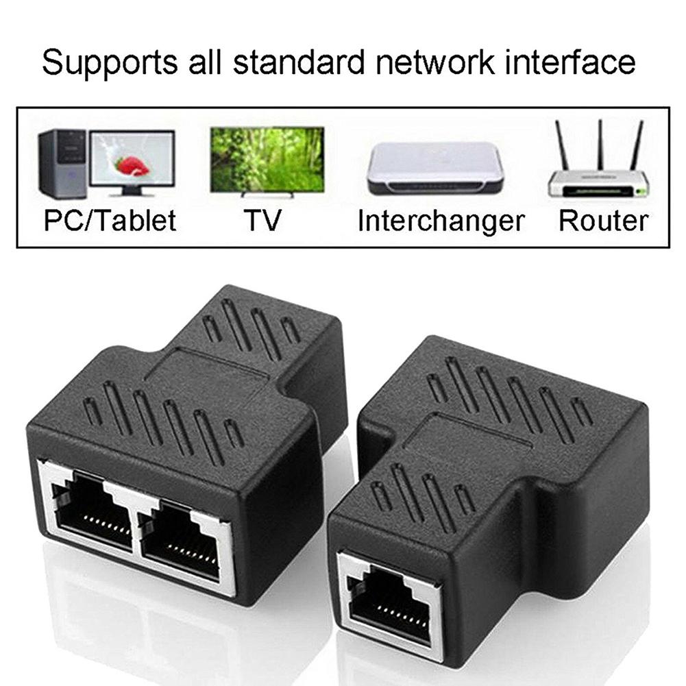 Practical Rj45 Splitter Adapter Port Cat5/6 Lan Ethernet Cable High Performance 1 To 2 Ways Dual Female Switching Onleny to allow two devices to surf the Internet simultaneously.