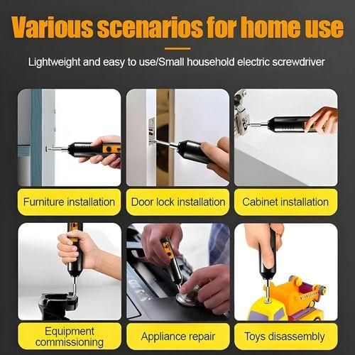 Powerful Compact Electric Screwdriver Set,Rechargeable Cordless Mini Electric Screwdriver it boasts over-current protection, over-temperature protection,voltage protection,and comprehensive charging.