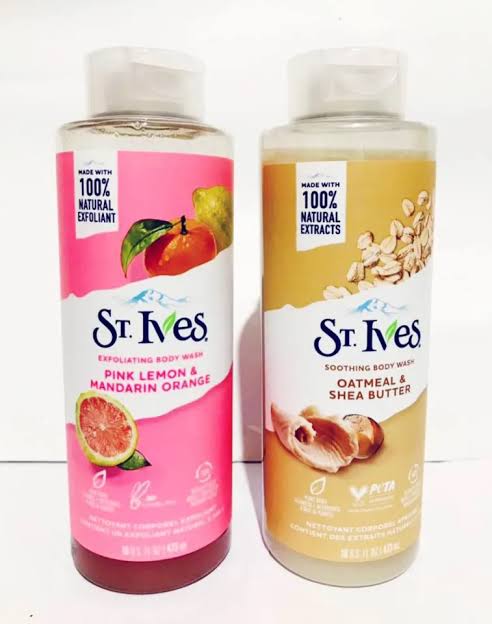 St Ives BODY WASH 450ml Pacific kelp extracts, and 100% natural walnut shell powder, our exfoliating body wash purifies and exfoliates for smooth skin, while cleansing with a sudsy sumptuous lather.