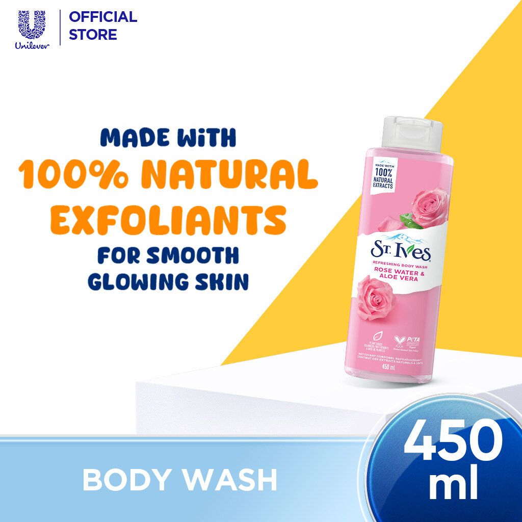 St Ives BODY WASH 450ml Pacific kelp extracts, and 100% natural walnut shell powder, our exfoliating body wash purifies and exfoliates for smooth skin, while cleansing with a sudsy sumptuous lather.
