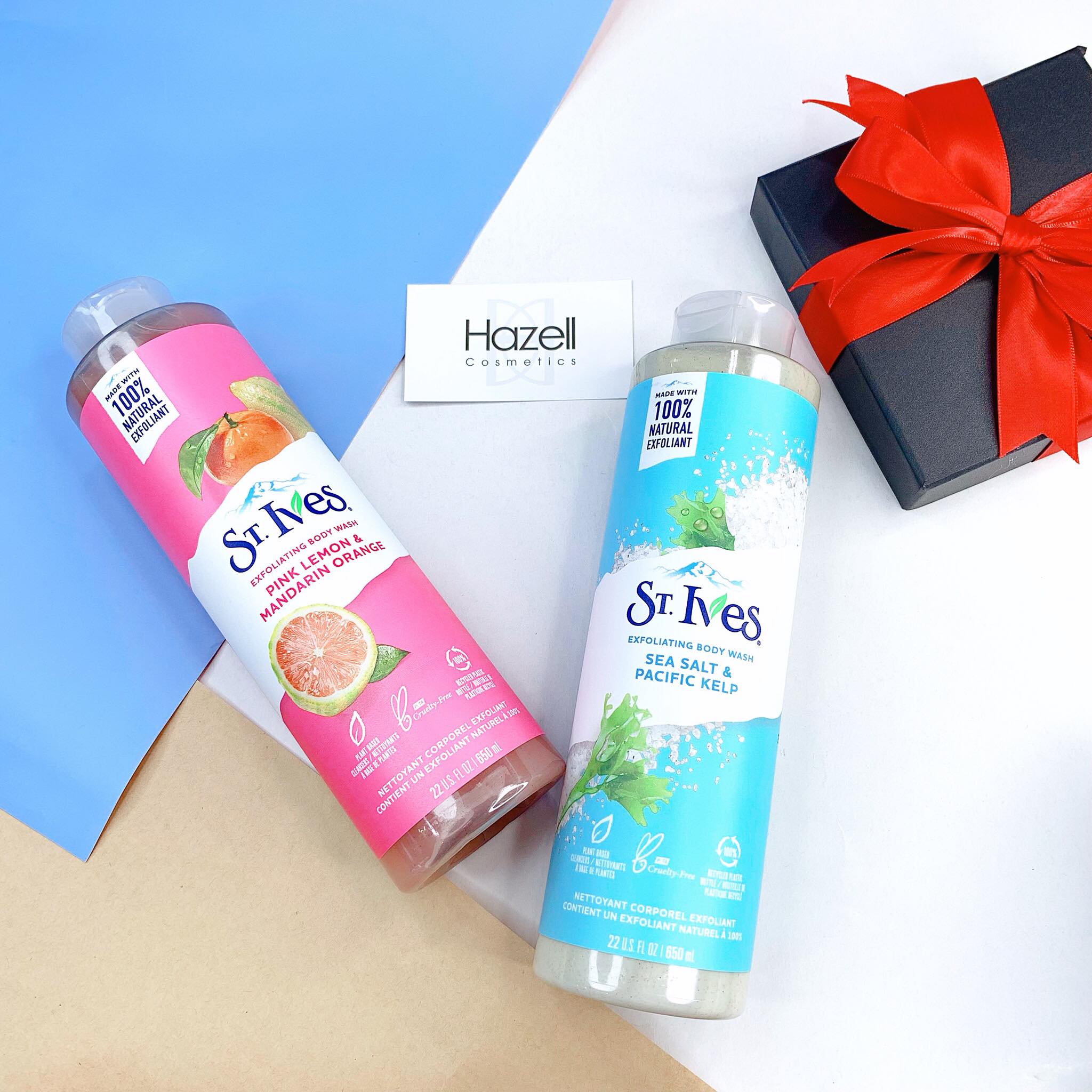 St Ives BODY WASH 450ml Pacific kelp extracts, and 100% natural walnut shell powder, our exfoliating body wash purifies and exfoliates for smooth skin, while cleansing with a sudsy sumptuous lather.