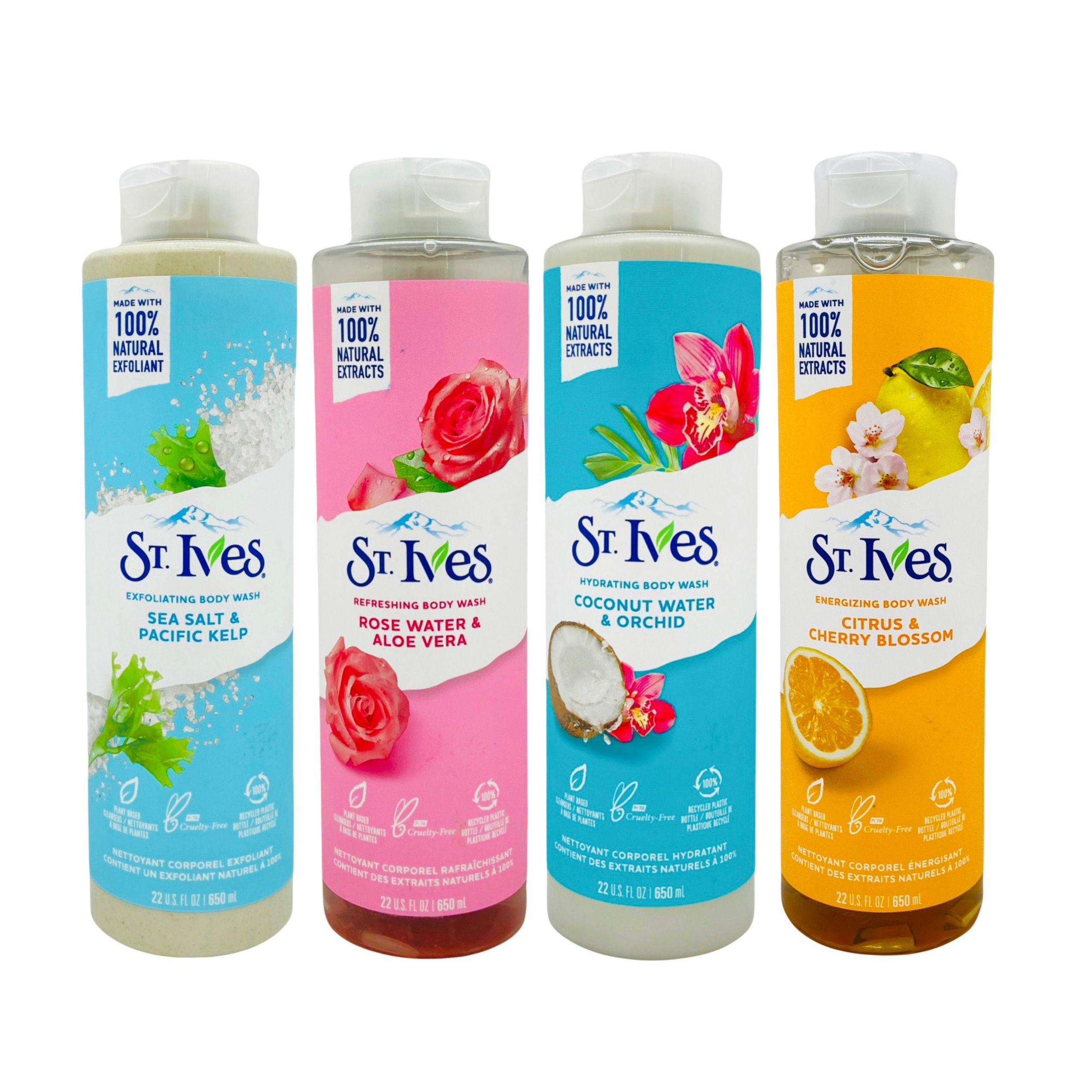 St Ives BODY WASH 450ml Pacific kelp extracts, and 100% natural walnut shell powder, our exfoliating body wash purifies and exfoliates for smooth skin, while cleansing with a sudsy sumptuous lather.