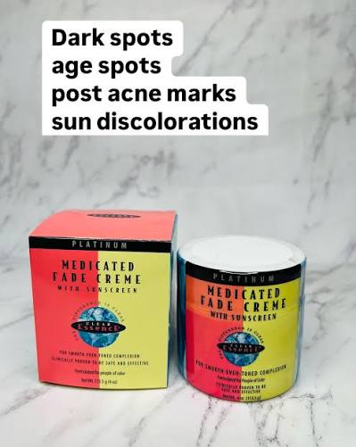 Clear Essence Medicated Fade Crème For Smooth Even Toned Complexion velvety cream absorbs quickly into the skin and contains the gold-standard for skin lightening,which visibly reduces the dark spots.