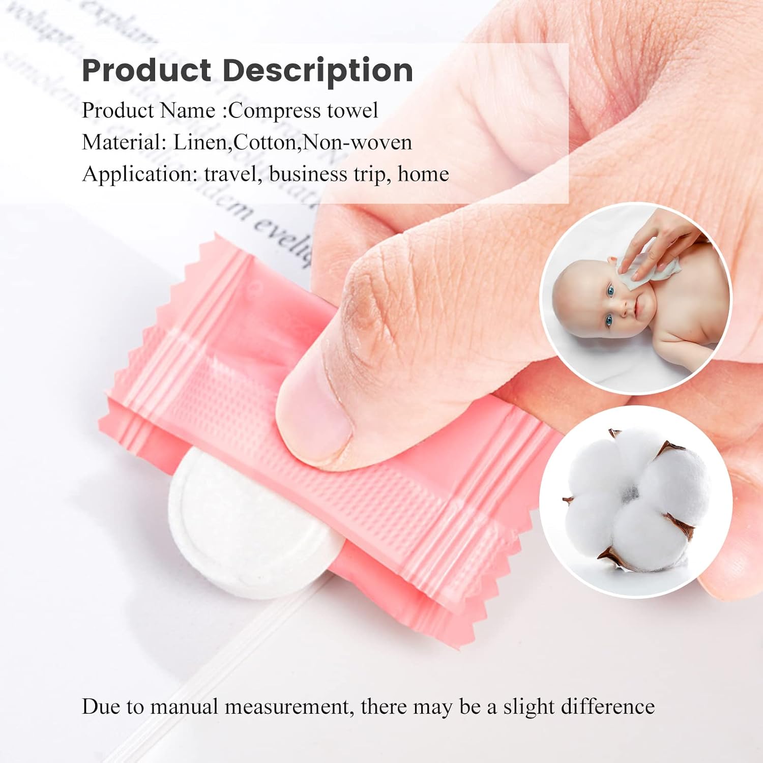 Magic Compact Towels Pack Of 20 Pieces Coin Tissues Towel is made of non-woven cotton, which is hygiene and biodegradable, no spices, no preservatives, no alcohol and no fluoresce.
