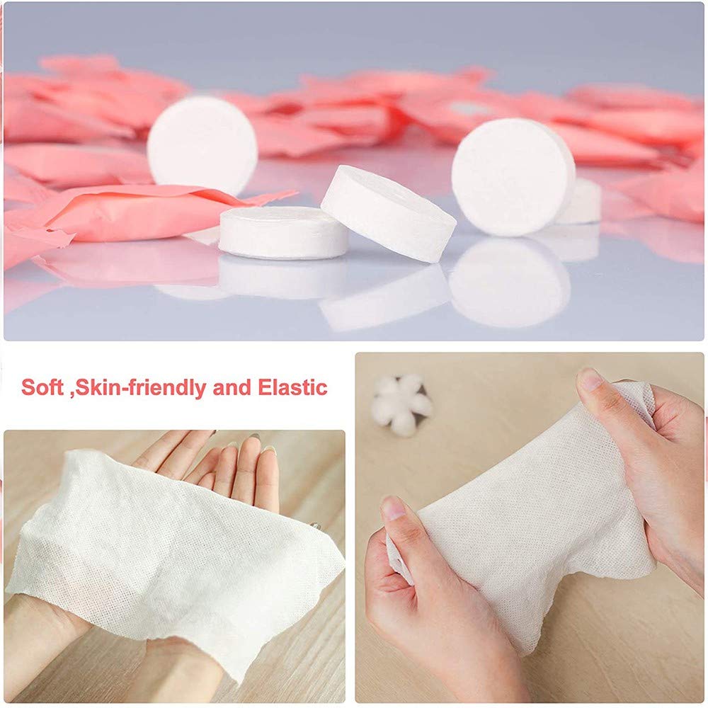 Magic Compact Towels Pack Of 20 Pieces Coin Tissues Towel is made of non-woven cotton, which is hygiene and biodegradable, no spices, no preservatives, no alcohol and no fluoresce.