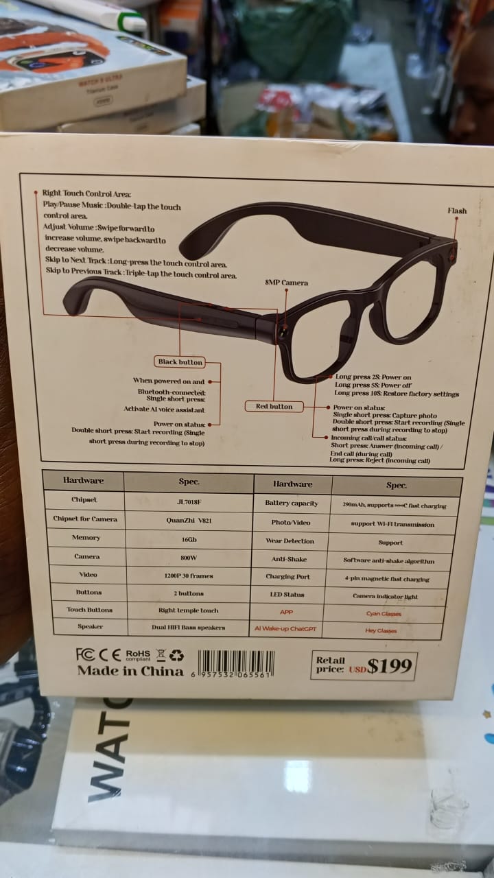 AIMB-G1 AI Smart Camera Glasses 1080P HD - Bluetooth Video Recording Glasses with Voice Control, Wearable Sport Camera Eyeglasses for Driving, Hiking, Outdoor & Open on Computer.it can take photos.