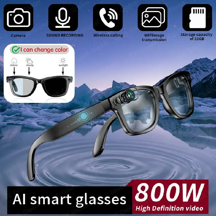 AIMB-G1 AI Smart Camera Glasses 1080P HD - Bluetooth Video Recording Glasses with Voice Control, Wearable Sport Camera Eyeglasses for Driving, Hiking, Outdoor & Open on Computer.it can take photos.