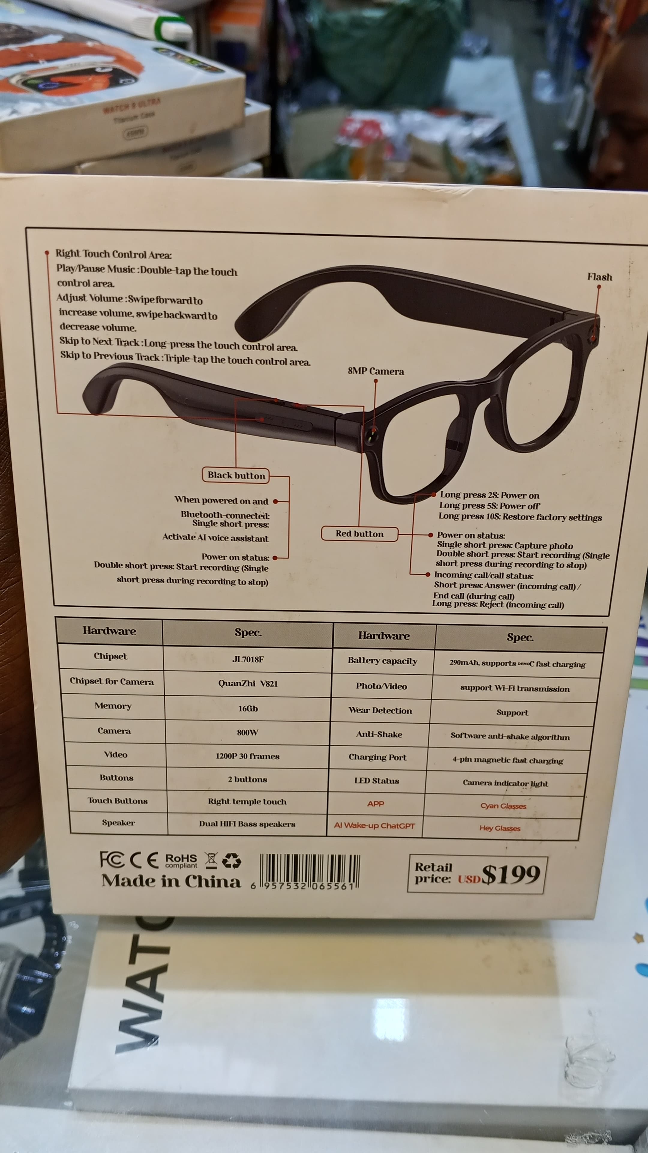 AIMB-G1 AI Smart Camera Glasses 1080P HD - Bluetooth Video Recording Glasses with Voice Control, Wearable Sport Camera Eyeglasses for Driving, Hiking, Outdoor & Open on Computer.it can take photos.