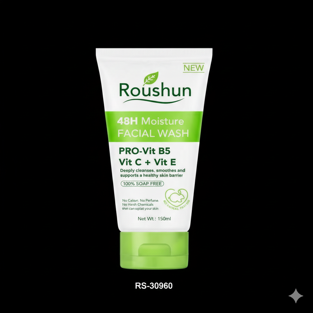 Roushun Moisture 48H Facial Wash a gentle yet effective cleanser designed to remove dirt, oil, and impurities while locking in long-lasting hydration.leaves your face feeling clean, soft, and fresh.