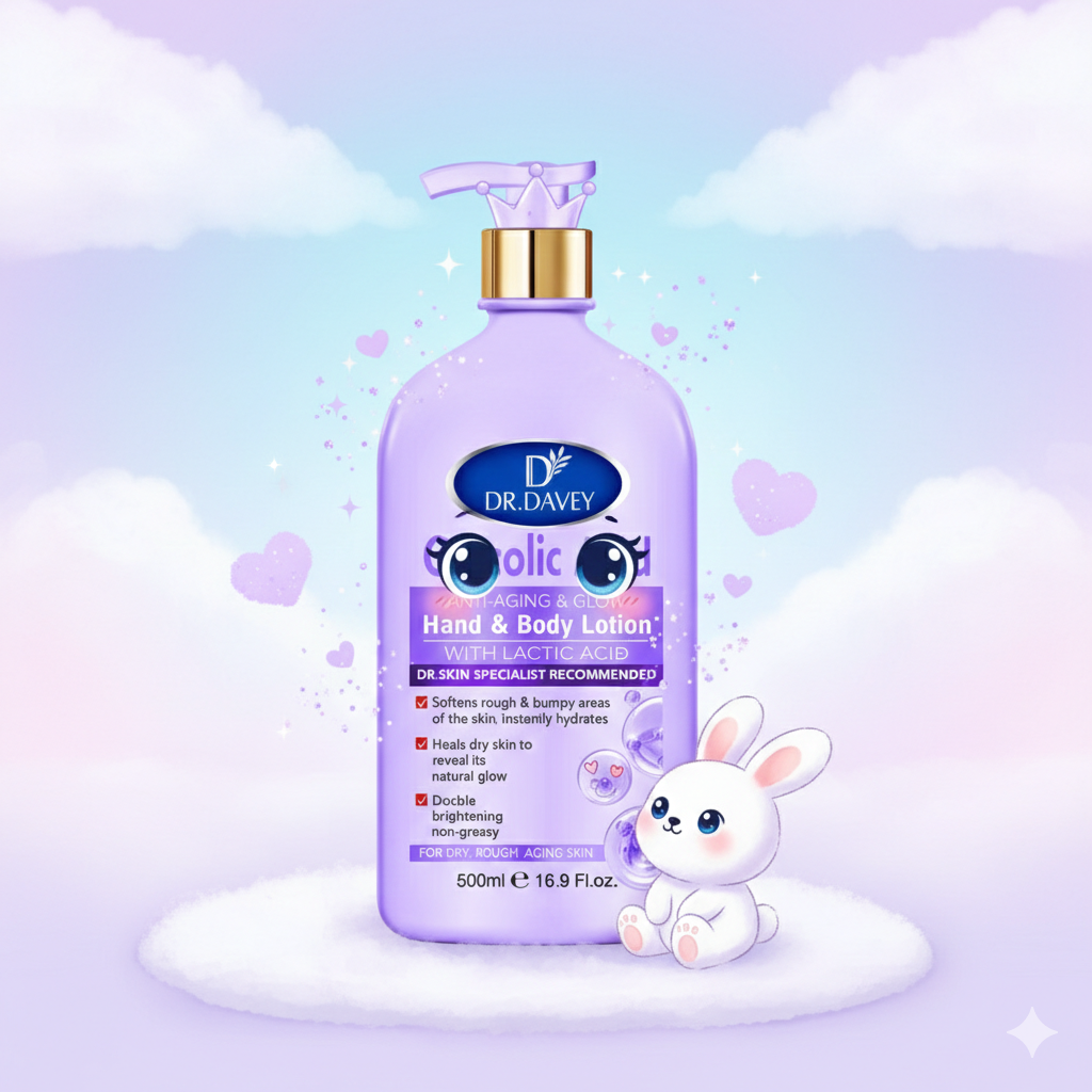 dr davey Glycolic acid anti-aging & glow hand and body lotion with lactic acid softens rough and bumpy areas of the skin instantly hydrates, heals dry skin , double brightens non greasy for dry, rough