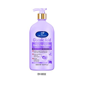 dr davey Glycolic acid anti-aging & glow hand and body lotion with lactic acid softens rough and bumpy areas of the skin instantly hydrates, heals dry skin , double brightens non greasy for dry, rough