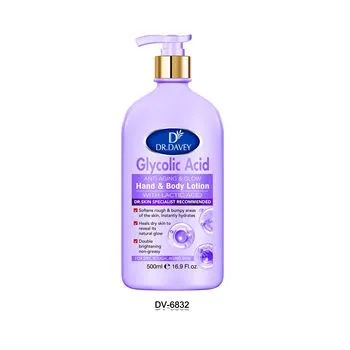 dr davey Glycolic acid anti-aging & glow hand and body lotion with lactic acid softens rough and bumpy areas of the skin instantly hydrates, heals dry skin , double brightens non greasy for dry, rough