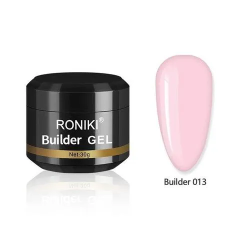 Roniki builder gel 20g It is a professional-grade hard gel designed for nail extensions,overlays,and strengthening natural nails.The gel typically has a medium consistency that allows to spread easily