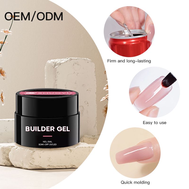 RONIKI Builder Gel, a self-shaping, hard gel used for artificial nail applications and strengthening natural nails. It is commonly used in professional nail salons or for at-home manicures .