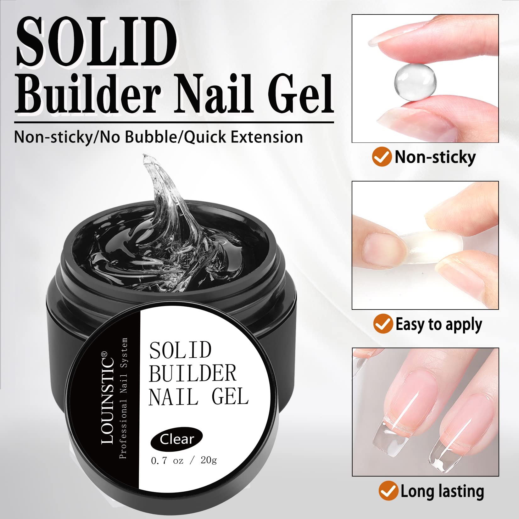 RONIKI Builder Gel, a self-shaping, hard gel used for artificial nail applications and strengthening natural nails. It is commonly used in professional nail salons or for at-home manicures .