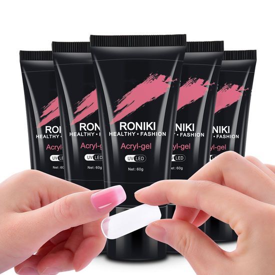 Roniki Acrylic Gel Crystal Nails UV Gel For Nail Art -60g It is a nail enhancement product that combines the strength of acrylic with the flexibility of gel systems.