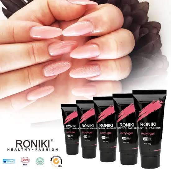 Roniki Acrylic Gel Crystal Nails UV Gel For Nail Art -60g It is a nail enhancement product that combines the strength of acrylic with the flexibility of gel systems.