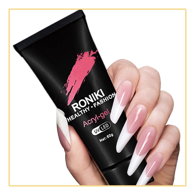 Roniki Acrylic Gel Crystal Nails UV Gel For Nail Art -60g It is a nail enhancement product that combines the strength of acrylic with the flexibility of gel systems.