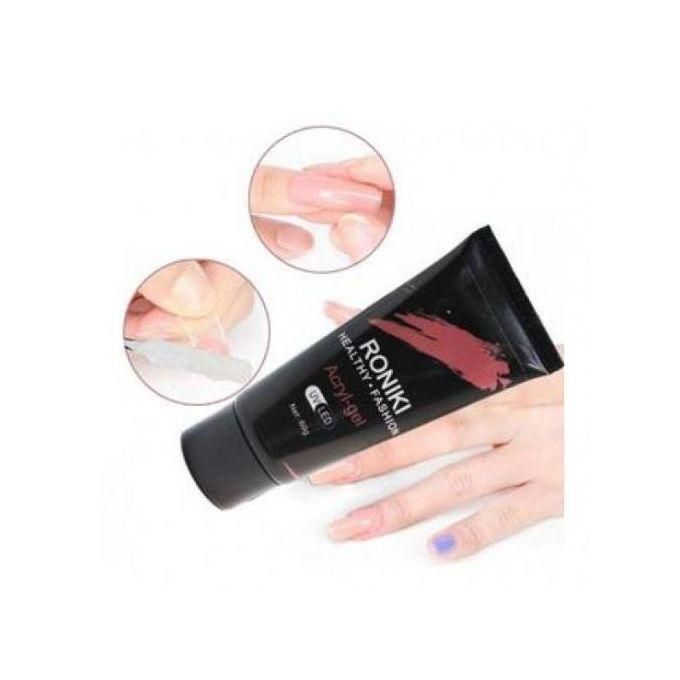 Roniki Acrylic Gel Crystal Nails UV Gel For Nail Art -60g It is a nail enhancement product that combines the strength of acrylic with the flexibility of gel systems.