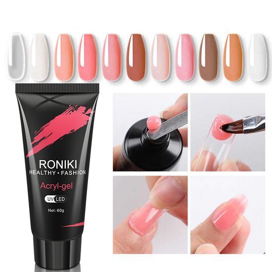 Roniki Acrylic Gel Crystal Nails UV Gel For Nail Art -60g It is a nail enhancement product that combines the strength of acrylic with the flexibility of gel systems.