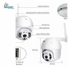 WIRELESS DAY AND NIGHT VISION OUTDOOR SMART WIFI IP CCTV SECURITY CAMERA 360 PTZ.Waterproof / Weatherproof, Two-Way Audio, Pan-Tilt, Night Vision, Reset, Built-In Mic, Wide Angle.