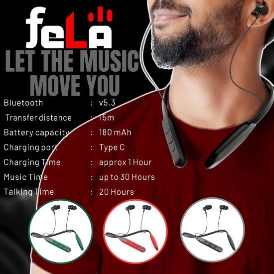 U&I Wireless Bluetooth Neck Band Headphone Earbuds Earphones Includes an integrated microphone and multifunctional controls for managing calls and volume.