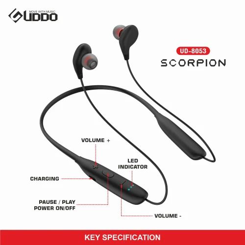 U&I Wireless Bluetooth Neck Band Headphone Earbuds Earphones Includes an integrated microphone and multifunctional controls for managing calls and volume.
