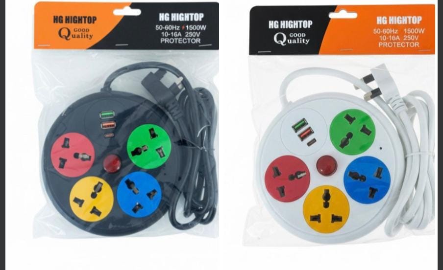 4 Way Round Extension Socket with 2 USB Ports & 1 Type-C Fast Charging – Compact Multi Plug Power Extension ensures stability and easy placement on any surface without cluttering your space.