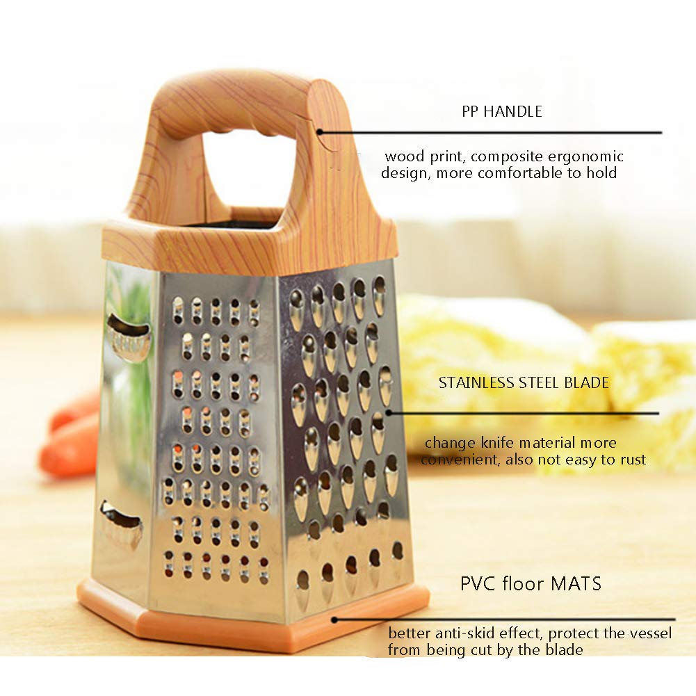 6-Sided Stainless Steel Multipurpose Grater and Slicer Ginger Cheese Cabbage Onion Potato Slicer Chopper Shredder Grater Made from rust-resistant stainless steel for long-lasting use and easy cleaning