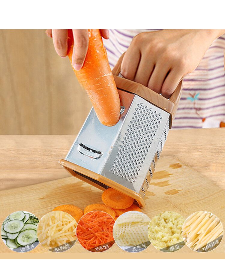 6-Sided Stainless Steel Multipurpose Grater and Slicer Ginger Cheese Cabbage Onion Potato Slicer Chopper Shredder Grater Made from rust-resistant stainless steel for long-lasting use and easy cleaning